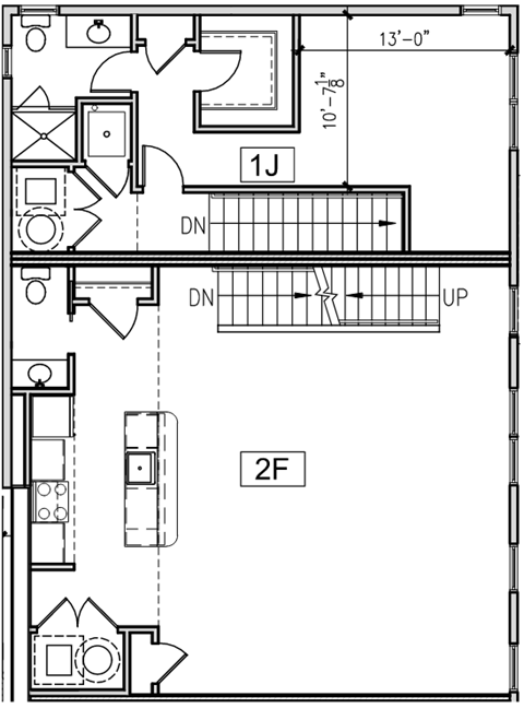 Floor plan for 2 beds, 1.5 baths, 1651 sqft